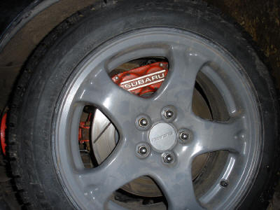 Subaru 4-pot STI brakes.