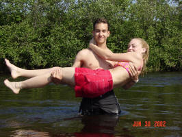 Going for a dip at the Sturgeon River.