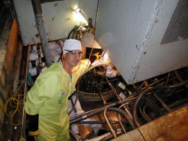 Sam Barros in a nuclear reactor drywell