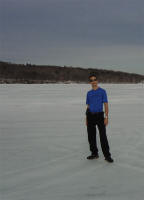Standing atop the frozen lake superior.