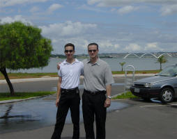 With my dad by the lake in Brasilia.