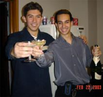 Making a toast with my friend Hugo.