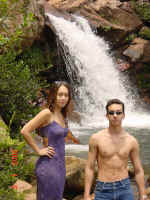 Getting some sun with my sis by a small waterfall outside Brasilia, Brazil.