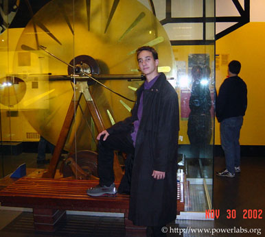 Looking at a large Whimshurst generator at the Museum of Science and Industry in Chicago.