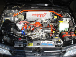 Engine installed in car.