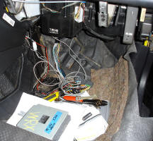  Passenger side footwell with the stock 2.5RS wiring.