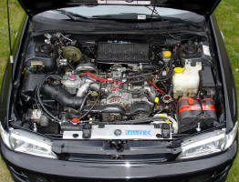 Installed engine, top view.