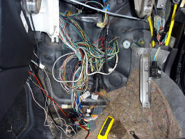 Combined harness inside car, some wires left over.