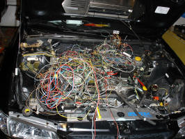  All these wires came from the JDM harness! That's only 1/2 of the wires that go into the car.